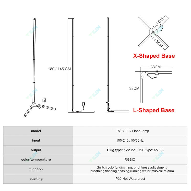 Upgrade 145/180CM Smart Floor Lamp RGBIC Tuya Smart APP Remote Control Nordic Stand Floor Mood Light For Game Room Decoration