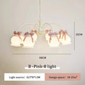 Sweet Princess Room Chandeliers Pink Bow Glass Lamps Modern Romantic Warm Children's Living Room Girl Bedroom Decor Chandelier